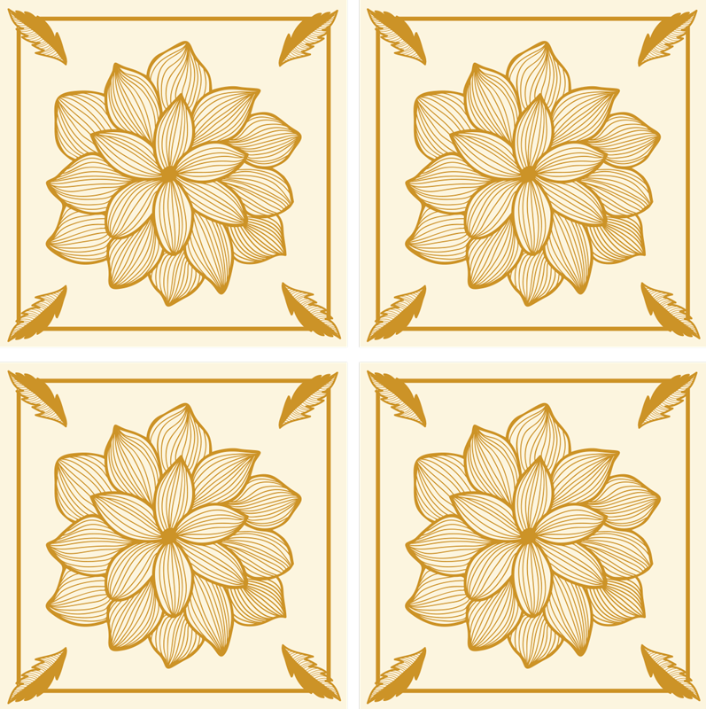 Flower vinyl rug floral bandana paisley tile - TenStickers