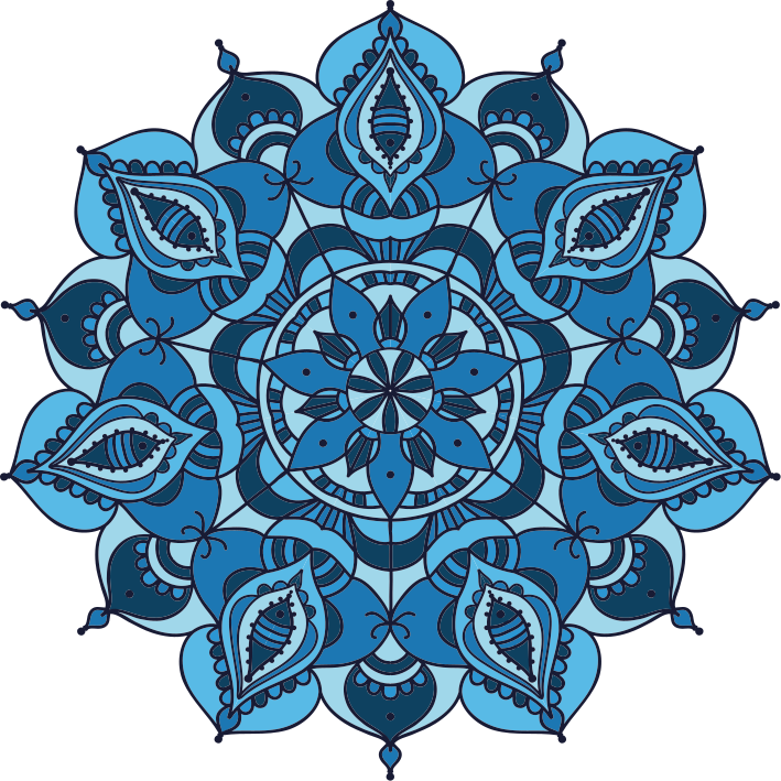 Flower vinyl rug lotus blue mandala design - TenStickers