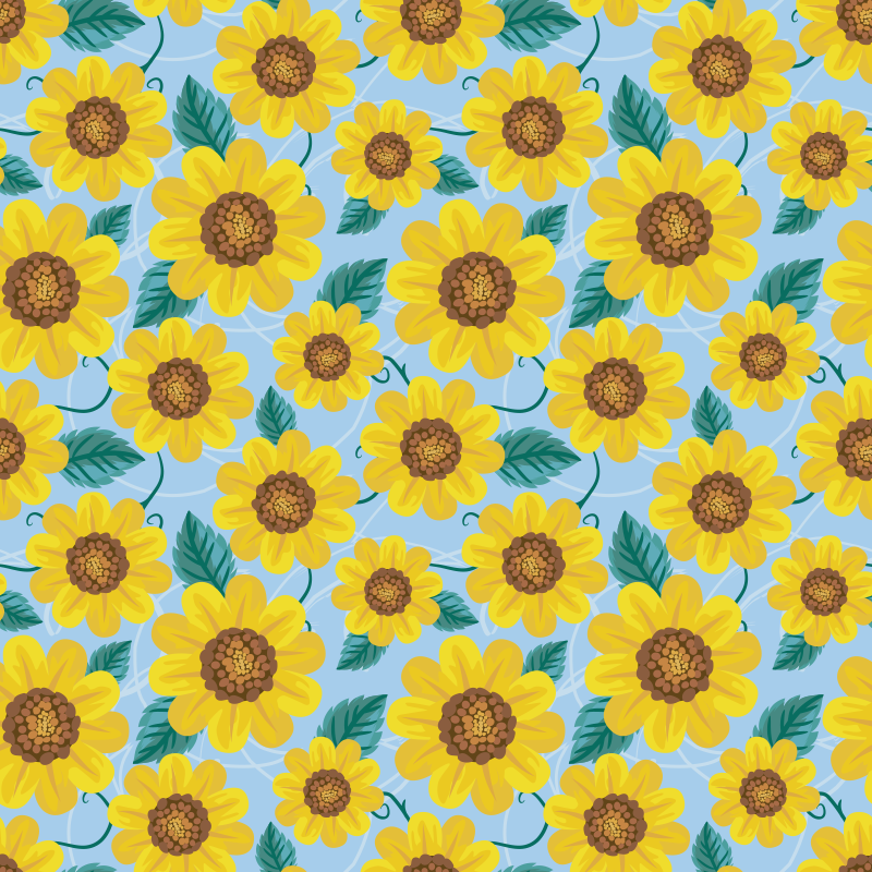 Flower vinyl rug with sunflower patterns - TenStickers