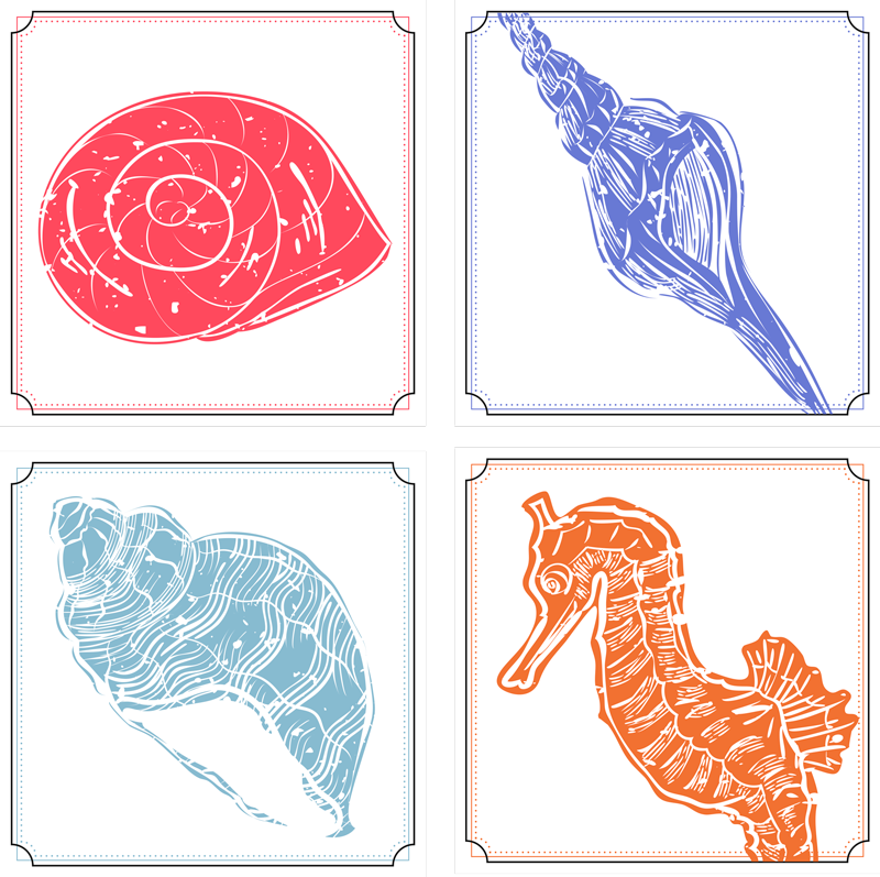 Flower vinyl rug with ocean life designs - TenStickers