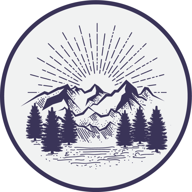 Flower vinyl rug mountain landscape circle - TenStickers