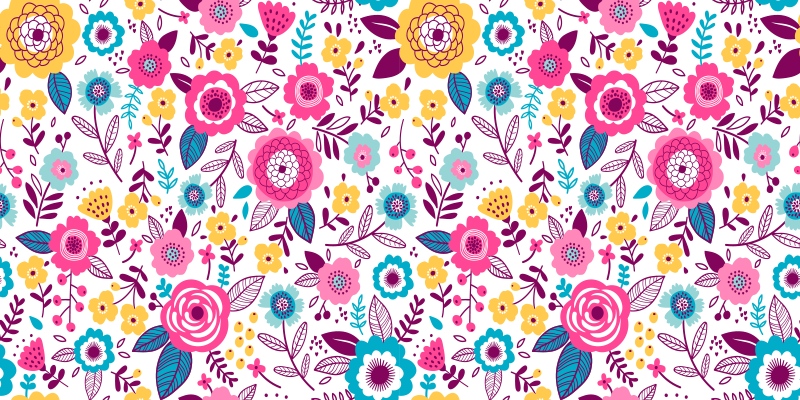 Flower vinyl rug in kallax pink flowers - TenStickers
