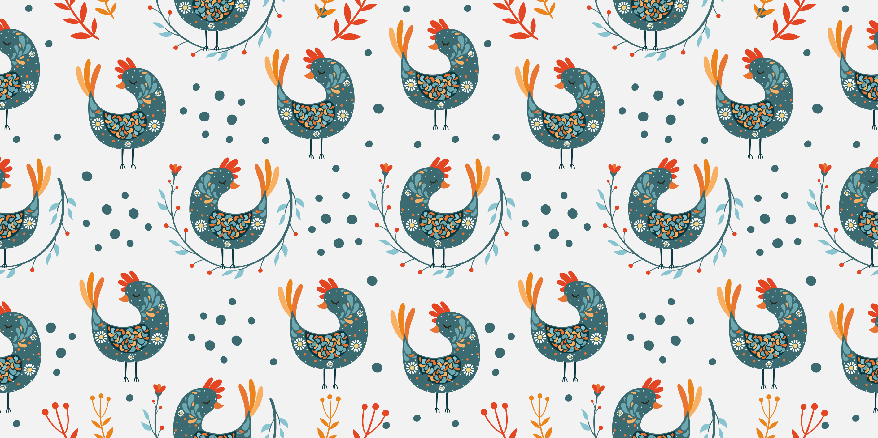 Chickens and flowers flower vinyl rug - TenStickers
