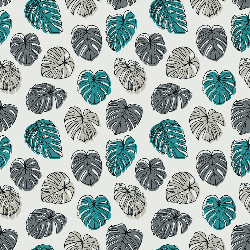 Flower vinyl rug with abstract tropical leaves - TenStickers