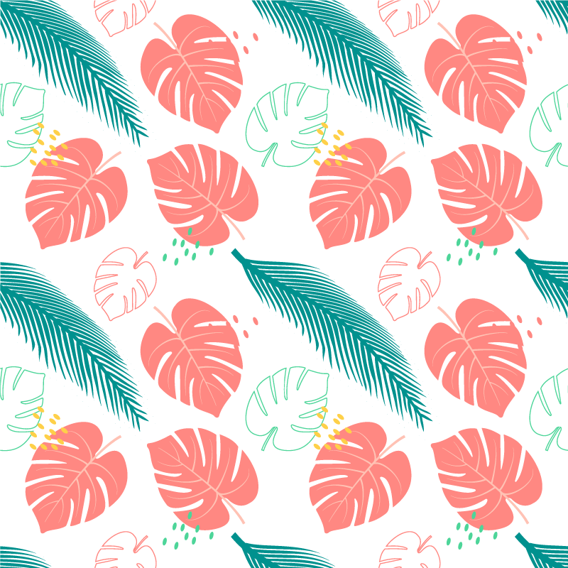 Pink tropical leaves patterned flower vinyl rug - TenStickers