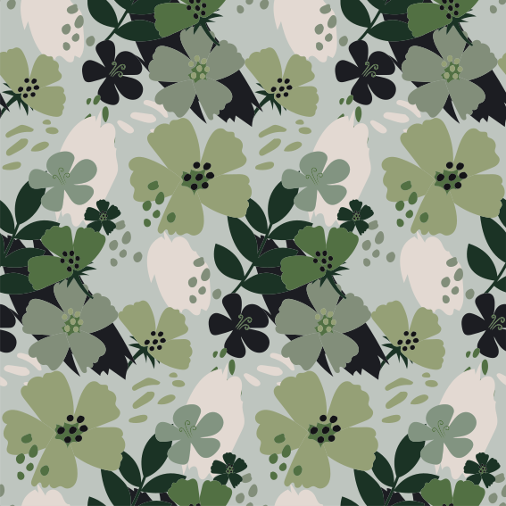 Flower vinyl rug in green tones leaf pattern - TenStickers