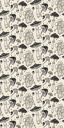Flower vinyl rug with black mushroom drawing pattern - TenStickers