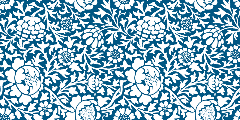 Marine blue floral flower vinyl rug - TenStickers