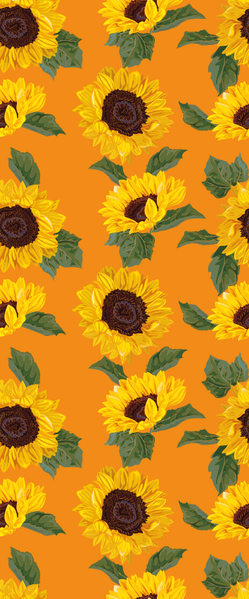 Orange sunflower flower vinyl rug - TenStickers