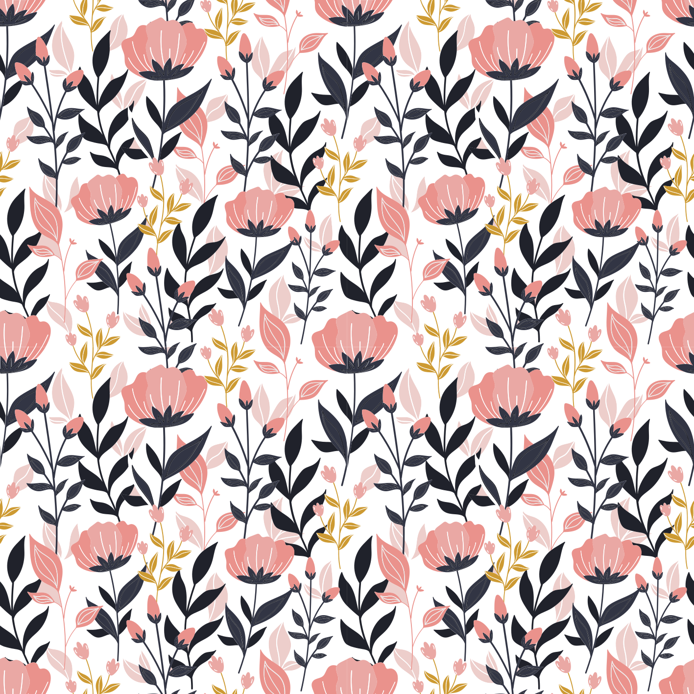 Pink flowers flower vinyl rug - TenStickers