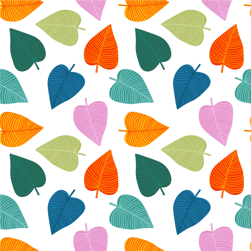 Flower vinyl rug in original colorful leaves - TenStickers