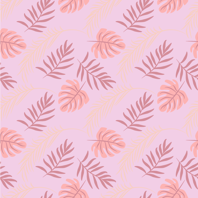 Flower vinyl rug with pink tropical leaf design - TenStickers