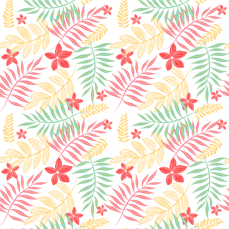 Flower vinyl rug with neon leaves pattern - TenStickers