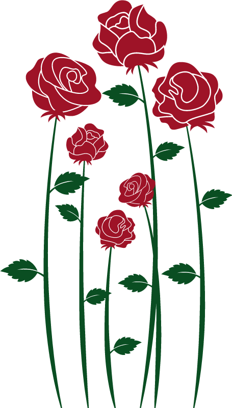Dining room vinyl rug red roses - TenStickers