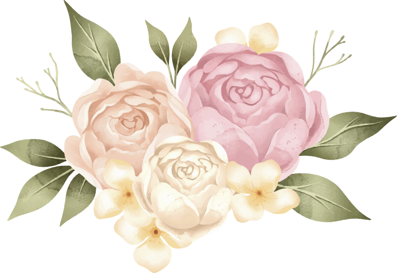 Flower vinyl rug watercolor peony design - TenStickers