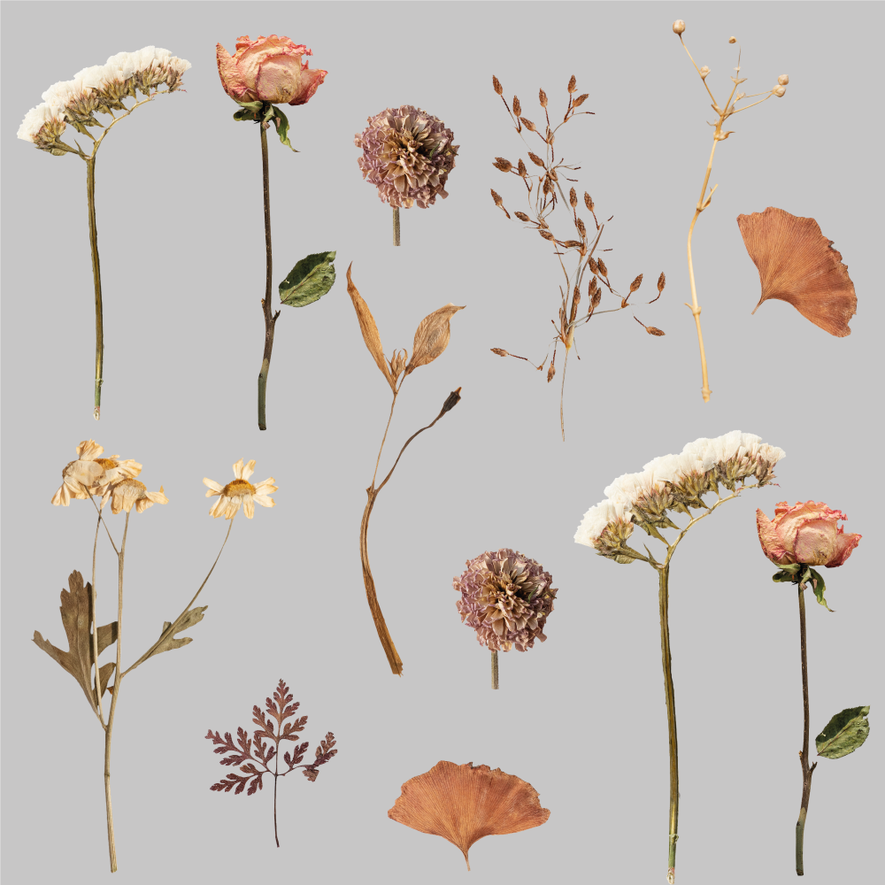 Dried flower leaf patterned flower vinyl rug - TenStickers