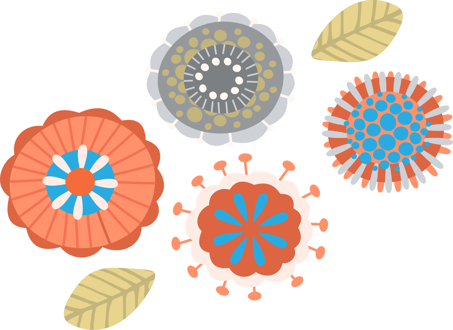 Colorful floral shapes flower vinyl rug - TenStickers