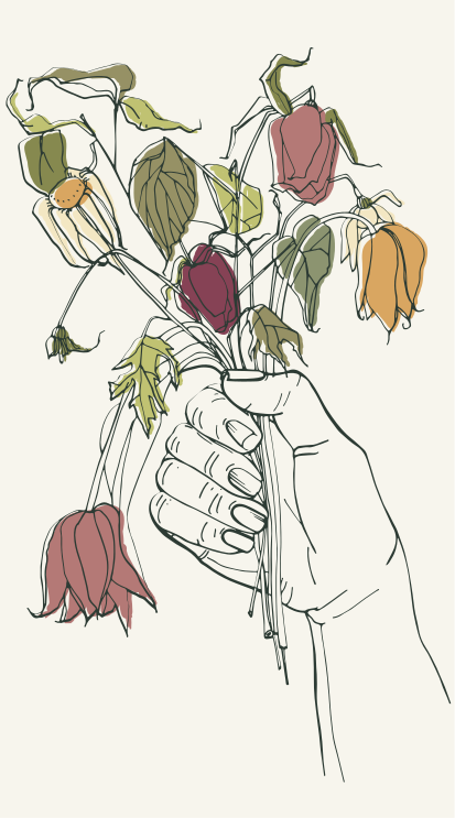 Withered flowers flower vinyl rug - TenStickers