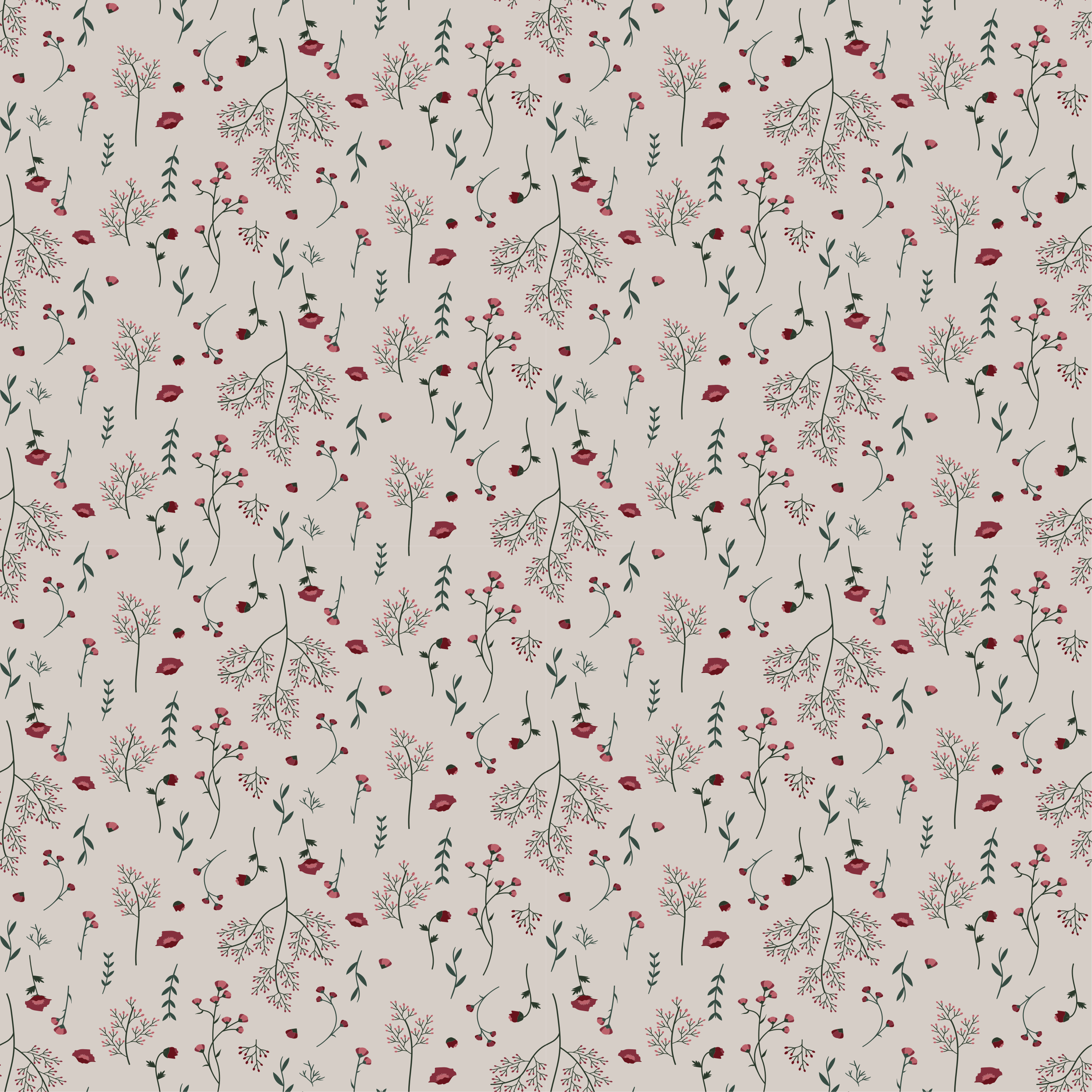 Flower vinyl rug with minimalist red floral design - TenStickers