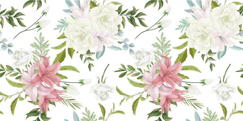 Flower vinyl rug minimalistic realistic garden - TenStickers