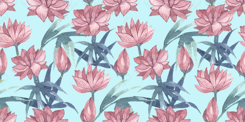 Flower vinyl rug blue watercolor flowers - TenStickers