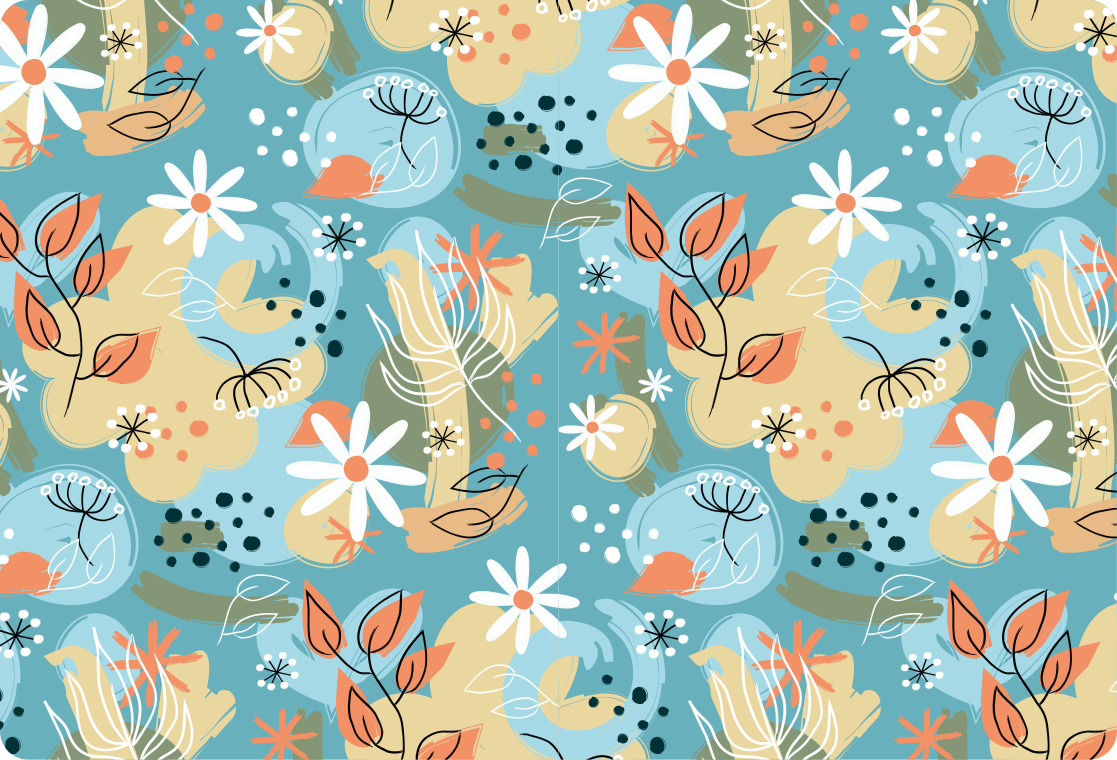 Flower vinyl rug in abstract floral design - TenStickers