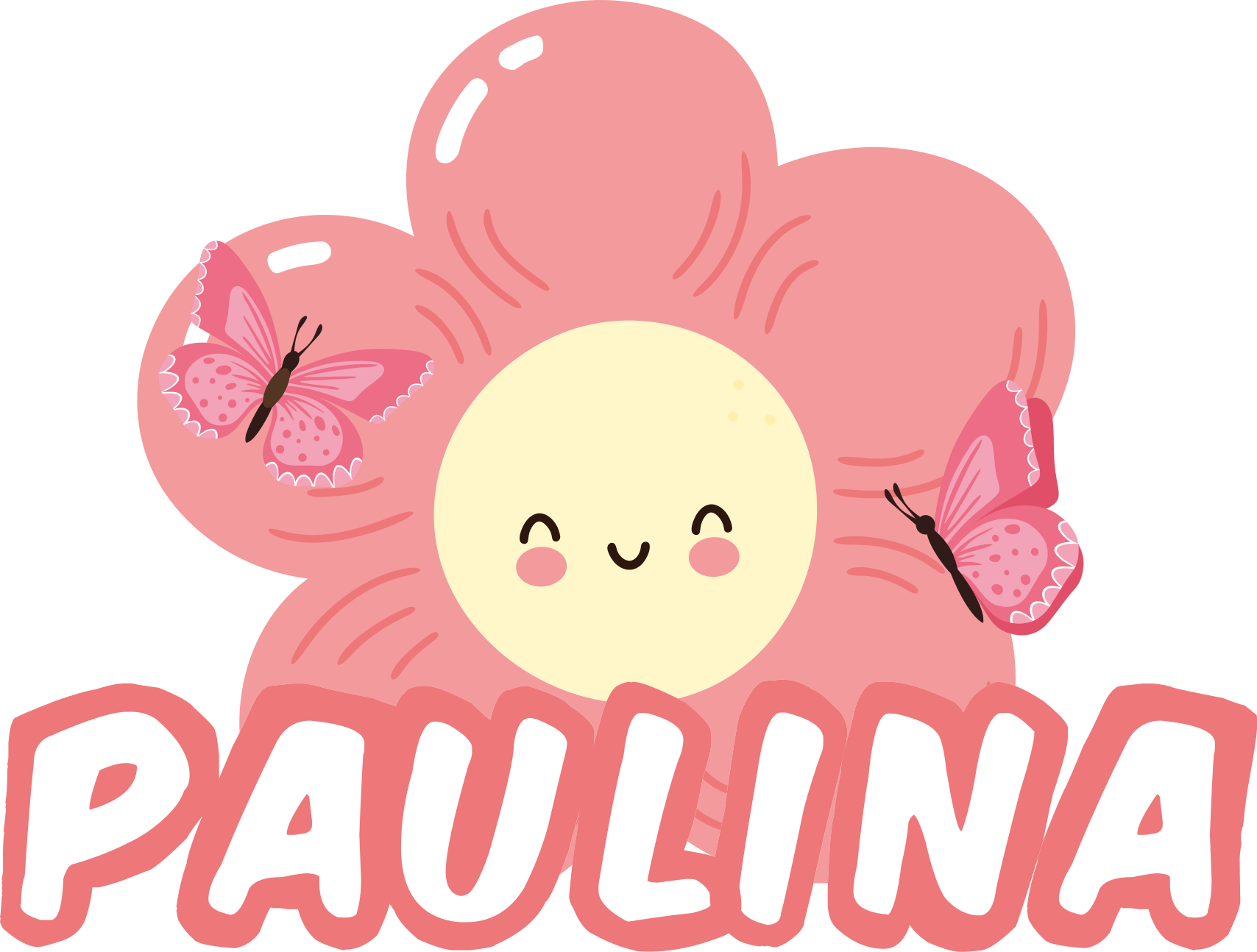 Flower vinyl rug with butterfly and name - TenStickers