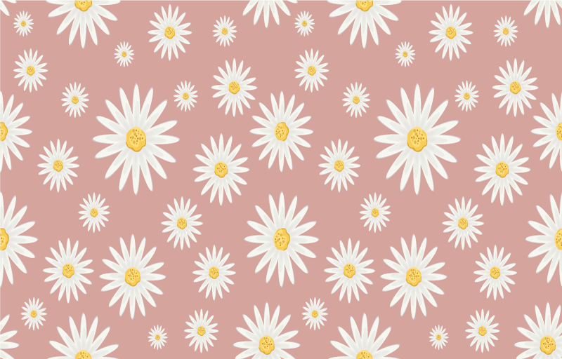 Flower vinyl rug with cute pink daisy design - TenStickers