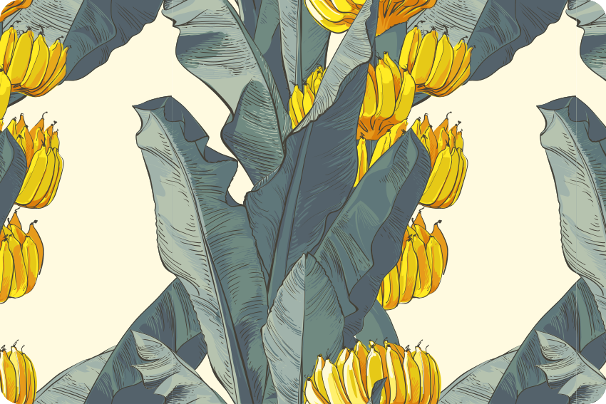 Flower vinyl rug with banana tree design - TenStickers