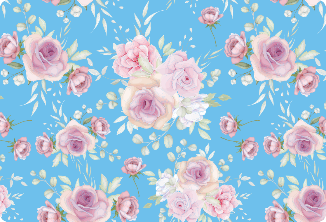 Flower vinyl rug roses on a blue background - TenStickers