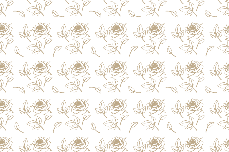Flower vinyl rug with detailed rose pattern beige background - TenStickers