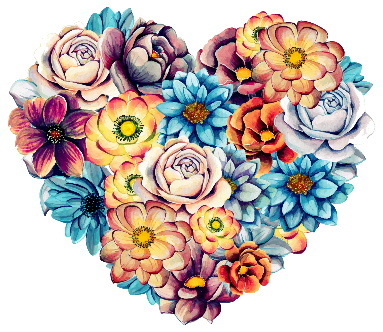 Flower vinyl rug beautiful heart of blooms - TenStickers