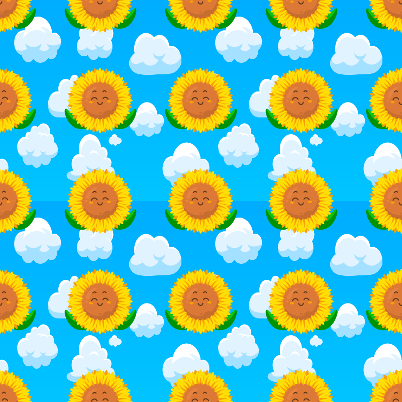 Funny yellow smiling flower vinyl rug - TenStickers