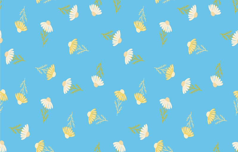 Flower vinyl rug daisy pattern on blue background - TenStickers