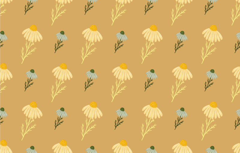 Flower vinyl rug with natural chamomile pattern - TenStickers