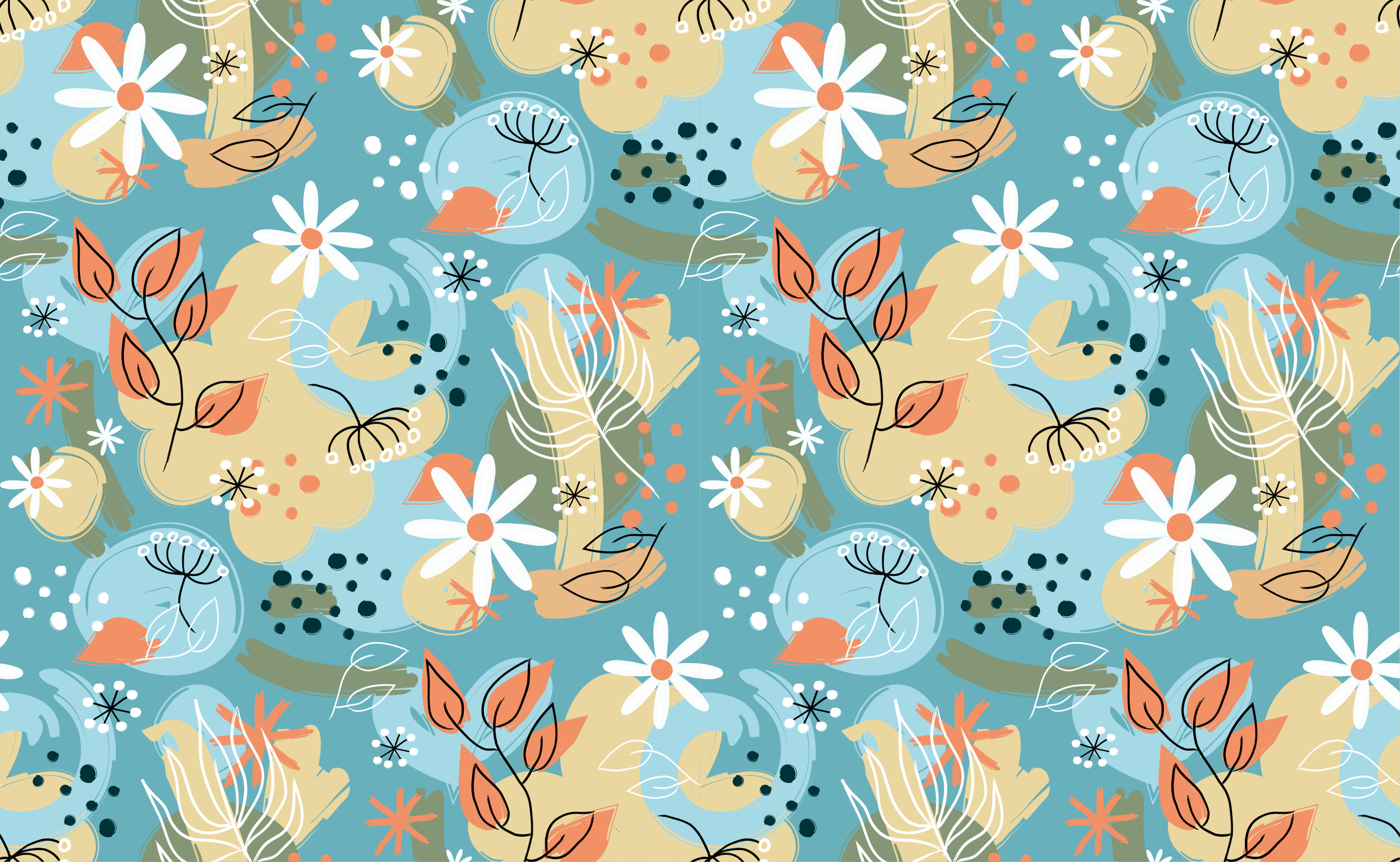 Flower vinyl rug abstract floral design - TenStickers