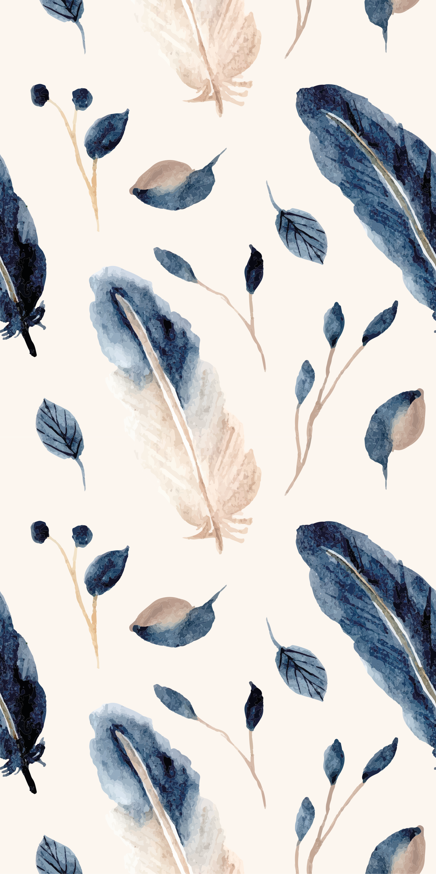 Flower vinyl rug with floating leaves and feathers - TenStickers