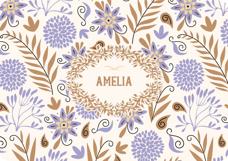 Flower vinyl rug with hand-painted vintage flowers - TenStickers