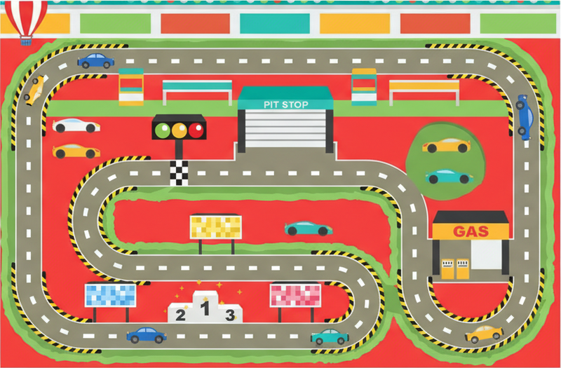 Road vinyl rug colorful cartoon race track - TenStickers