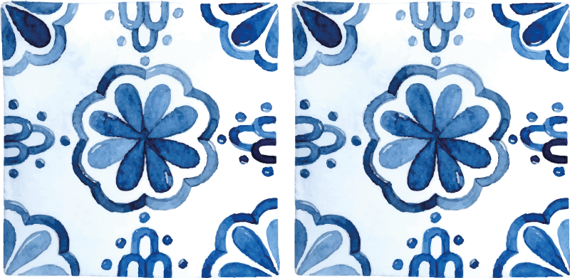 Dining room vinyl rug with floral tile patterns - TenStickers