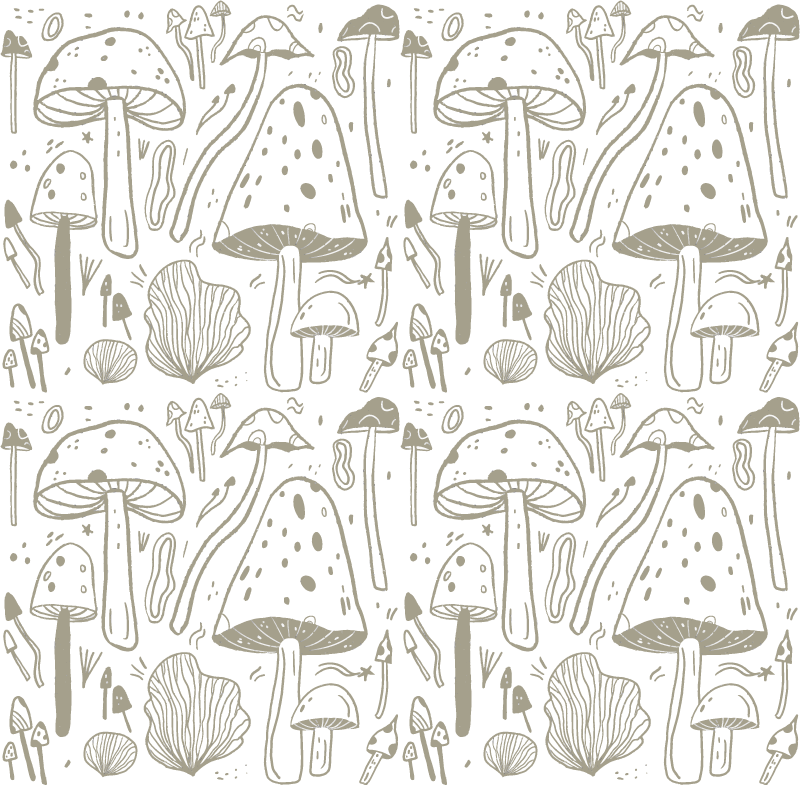 Dining room vinyl rug with beige mushroom design - TenStickers