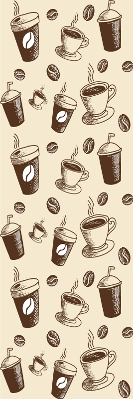 Kitchen vinyl rug with coffee mugs and beans pattern - TenStickers