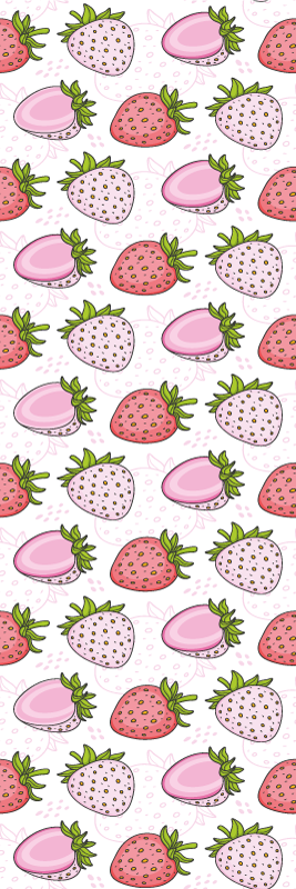 Kitchen vinyl rug with seamless pink and red strawberries - TenStickers