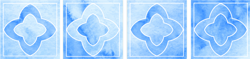 Mosaic shades of blue tile bathroom vinyl rug - TenStickers