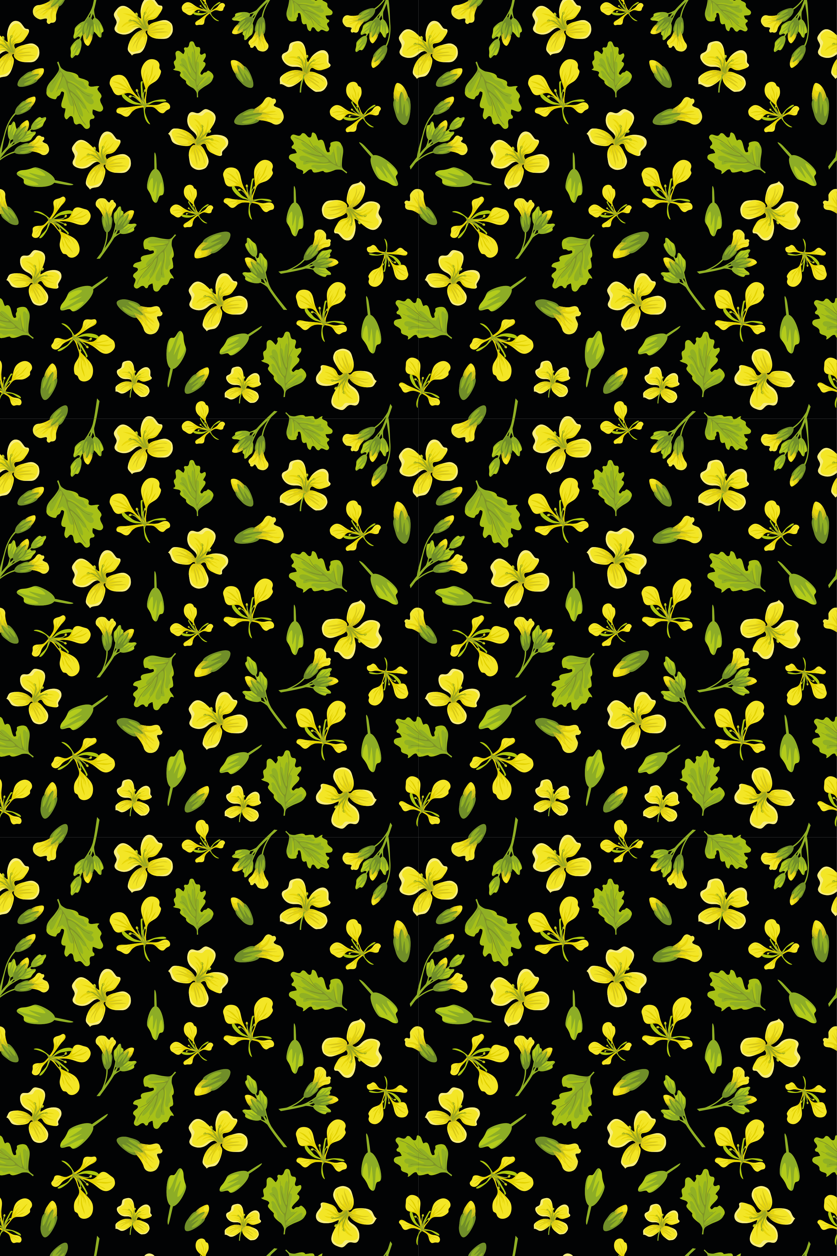 Flower vinyl rug with yellow on black background - TenStickers