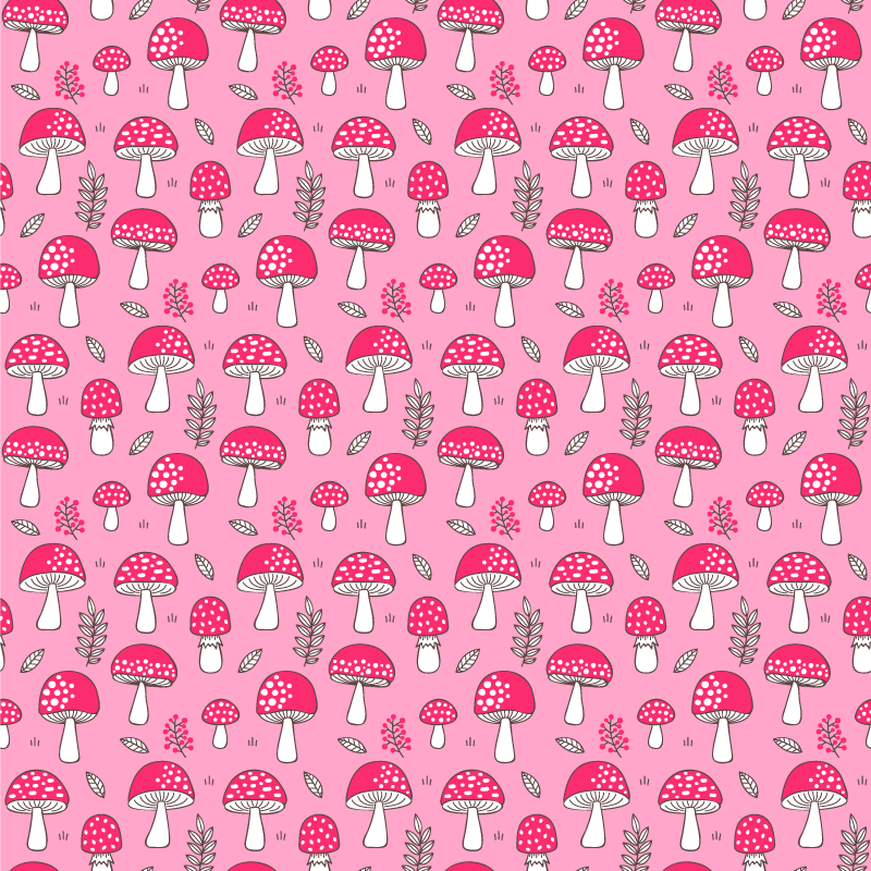 Flower vinyl rug with classic mushrooms and plants - TenStickers