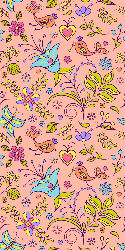 Flower vinyl rug with floral design and fauna - TenStickers