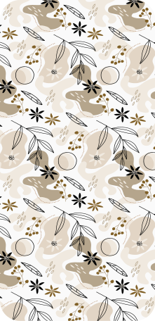 Flower vinyl rug with stylish pink and beige leaves - TenStickers