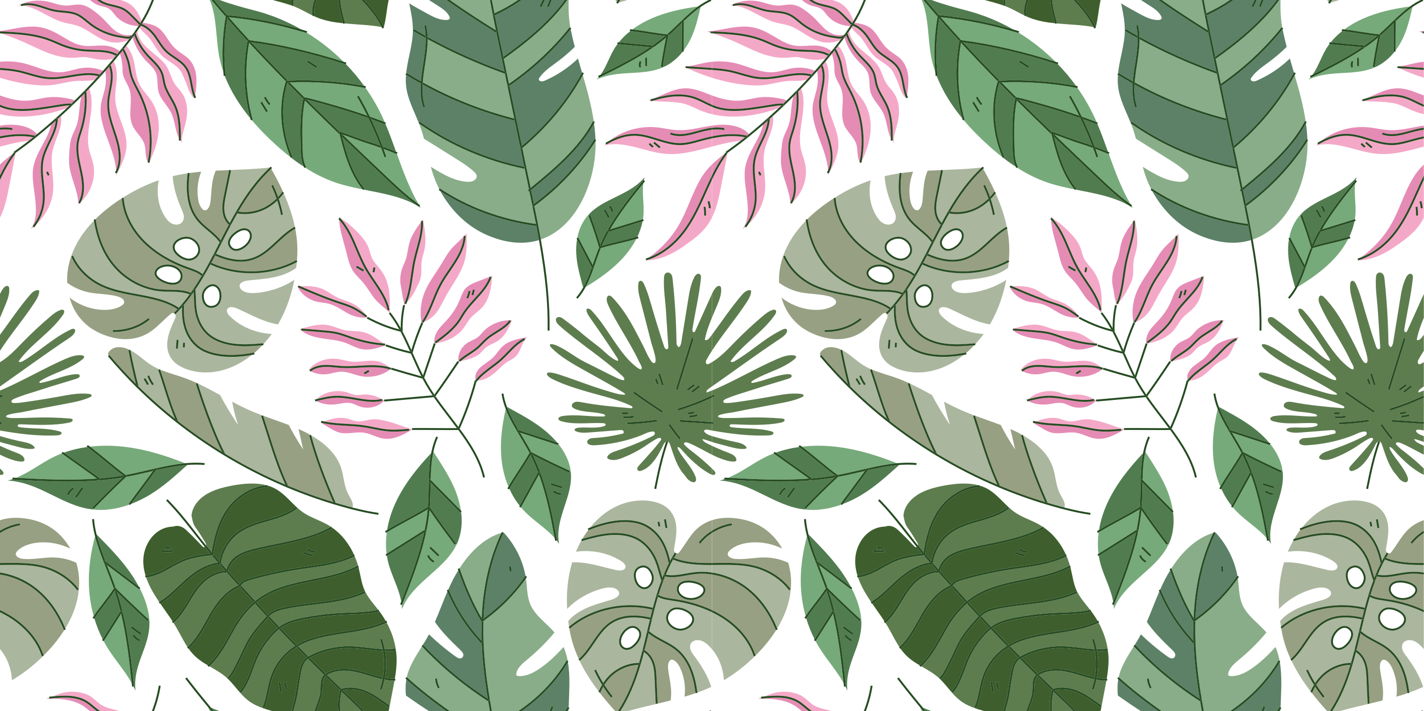 Flower vinyl rug tropical minimalist garden plants - TenStickers