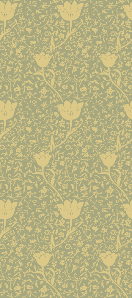 Flower vinyl rug with subtle gold and green pattern - TenStickers